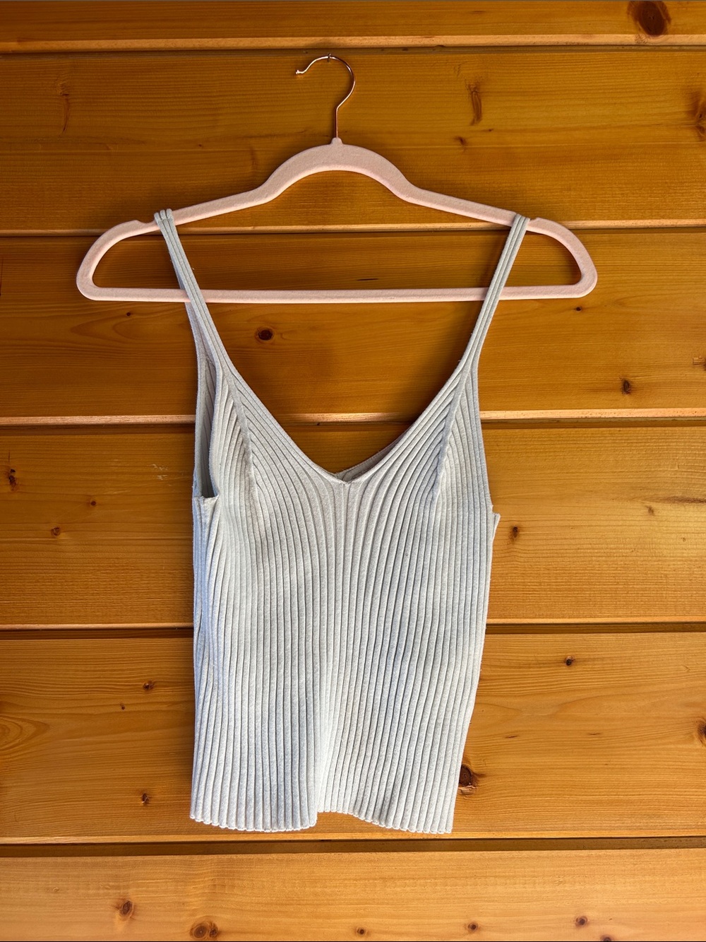 Ribbed V-Neck Tank Top in White